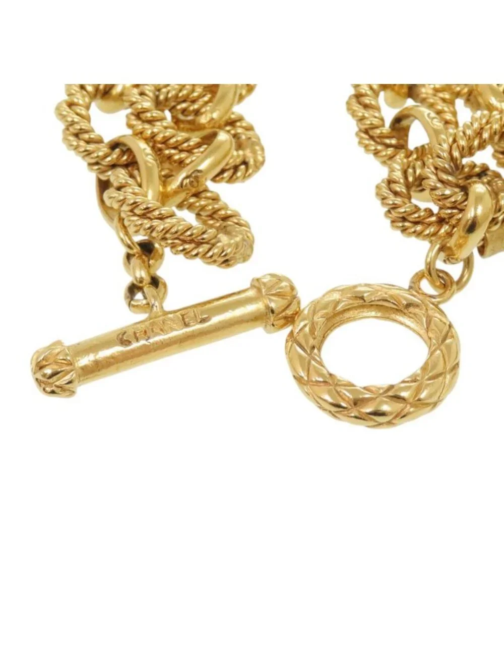 Chanel CC Logo Sun Motif Gold Plated Bracelet
